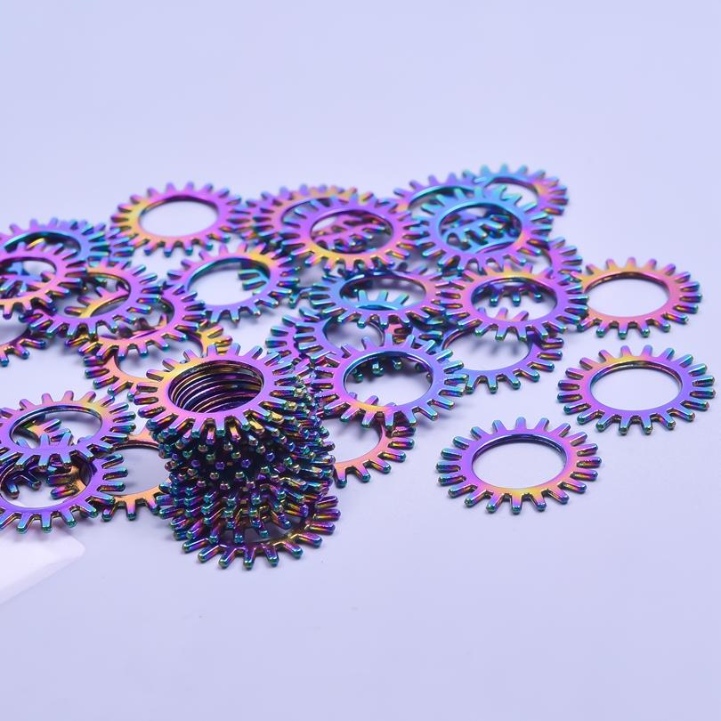 Rainbow Gear Charms For Jewelry Making Supplies Wholesale Items Round Steampunk Accessories DIY Necklace Earrings Component Gift