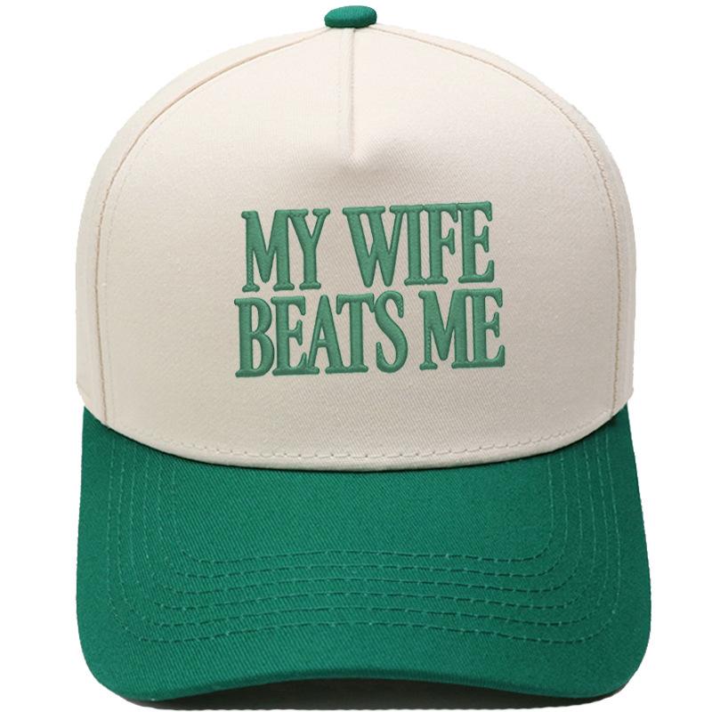 MY WIFE BEATS ME Fun embroidery color matching truck driver hat men's and women's casual sunshade baseball cap