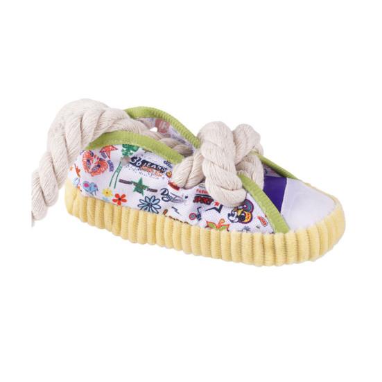 Dog Chew Toy Sneaker Funny Puppy Teething Toy Cotton Rope Chew Toy with Squeaker And Bell for Aggressive Chewers Small Medium Dogs Fetch Tug-of-War