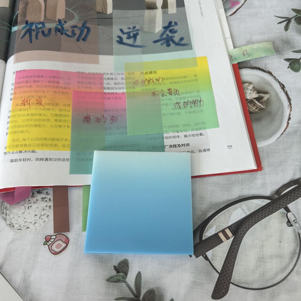 50 Sheets/pad Transparent Sticky Notes Pad Waterproof Self-Adhesive Clear Memo Message Reminder Home Office School Supplies