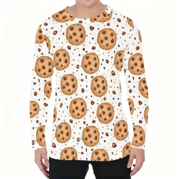Spring and Autumn Round Neck Candy Pattern 3D Printed Top Fashionable Casual Long Sleeved Men's T-shirts