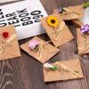 10Pcs DIY Greeting Cards Invitation Greeting Card Kraft Paper Dry Flower Envelope  Birthday