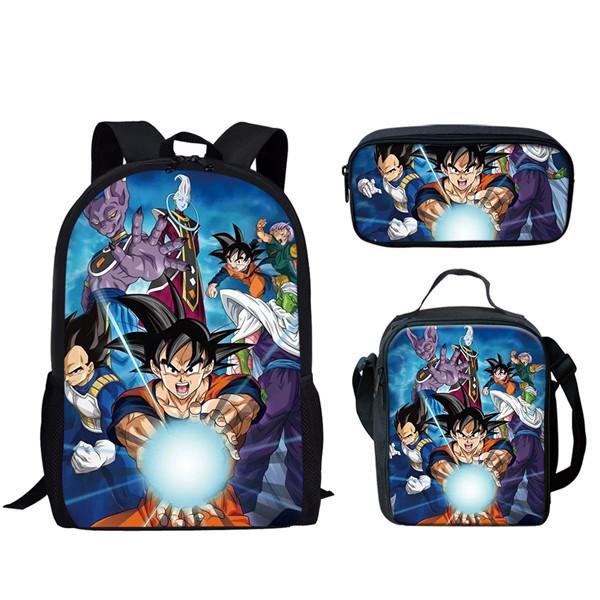 Dragon Ball Backpack Set With Large Capacity Nylon School Bag And Pencil Case For Students