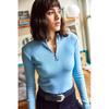 Dame Ecru rullekraveglidelås lycra bluse