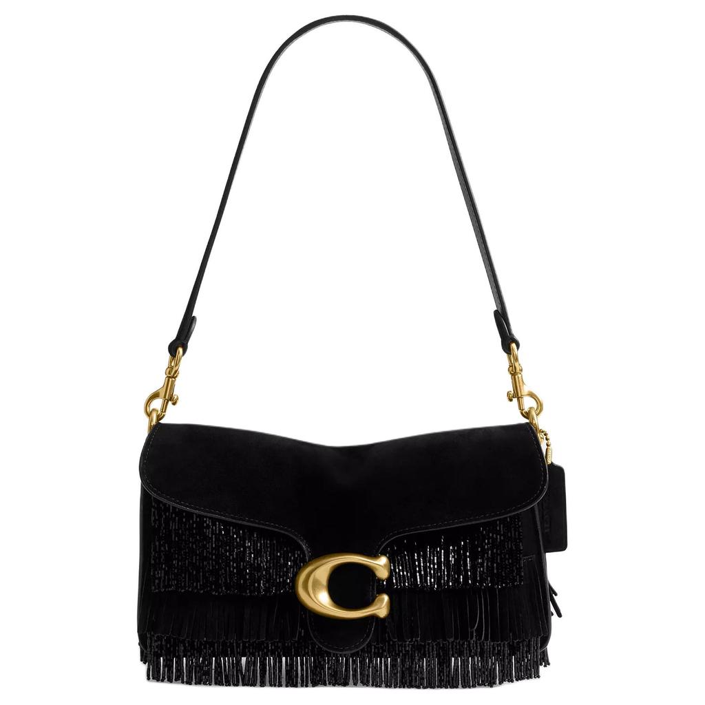 Coach Tabby 26 Crystal Beaded Fringe Suede And Leather Shoulder Bag Medium Women Shoulder Bag Black CCW91-B4BK