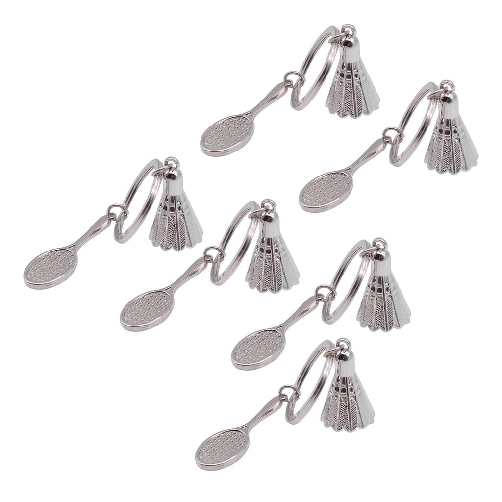 6 Pcs Badminton Keychain Shuttlecock Keying Pendant Car Key Chain Badminton Racket Hanging Ornaments Bag Decorations