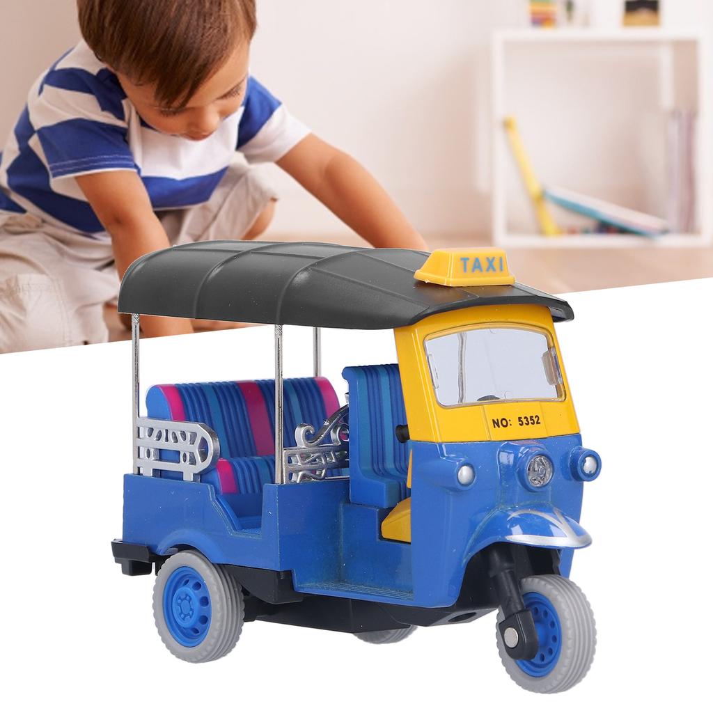 Pull Back Thai Tricycle Simulation Alloy Tuk Tuk Car Model Toy Children Vehicle ToyBlue