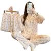High-Value Cloud Cotton Short-Sleeved Pajamas Women'S Summer Loungewear Cute Girl Three-Piece Set