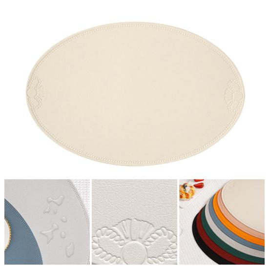Yousheng Oval Placemat Dining Table Heat Insulation Pad Imitation Leather Waterproof Placemat Protect Table Top from Scratches And Spills for Home