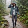 Unisex Lockere Passform Schulterabfall Farbblock Windjacke Mit Kapuze Outdoor Wasserdicht Shell Mantel