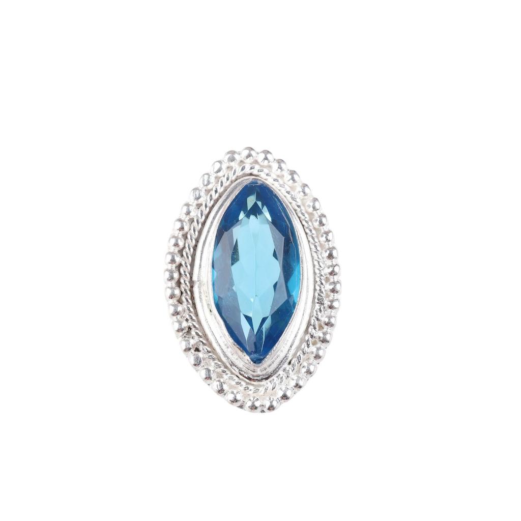 Swiss Blue Topaz Gemstone 925 Sterling Silver Handmade Jewelry Women's Ring RR-26-1