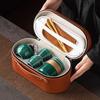 Ge kiln ceramic kung fu tea set, one pot of four cups, outdoor portable travel tea set, teacup gift souvenir