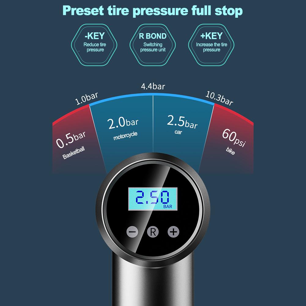 Handheld Wireless Car Inflation Pump Mini Portable Tire Inflator For Bicycle Electric Vehicles 1 Set Charging Function