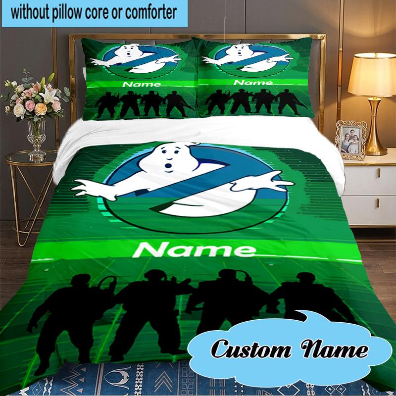 Custom Name 3PCS Ghost Team-Up Bedding Set Including 1pc Duvet Cover And 2pcs Pillowcases for Bedroom, Dormitory Gift Home Decor