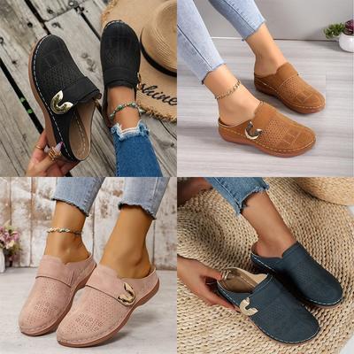 Slippers Women's European And American Baotou Metal Hollow Women's Shoes