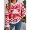 Autumn and winter Christmas fawn pattern women's long-sleeved pullover sweater, warm and comfortable women's tops in a festive atmosphere