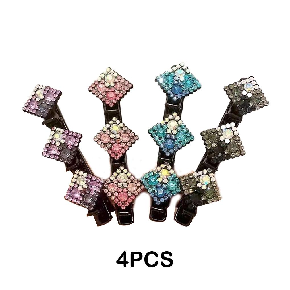 4pack/lot Fashionable Womens Broken Hair Clip Crystal Stone Decoration Anti Slip Hair Clip Side Clip