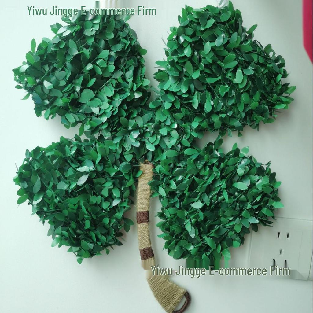 St. Patrick's Day Four-Leaf Clover Wreath: Lucky Green Decor for Doorways, Fireplaces, and Walls