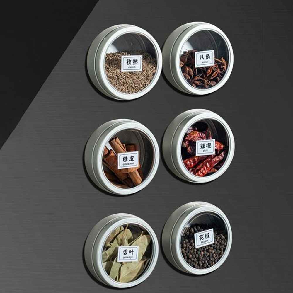3 Stück Blech Magnetische Gewürzbehälter Silber Rund Magnetische Gewürzdosen Mit Klarem Deckel Staubdichte Gewürzbox Für Zuhause