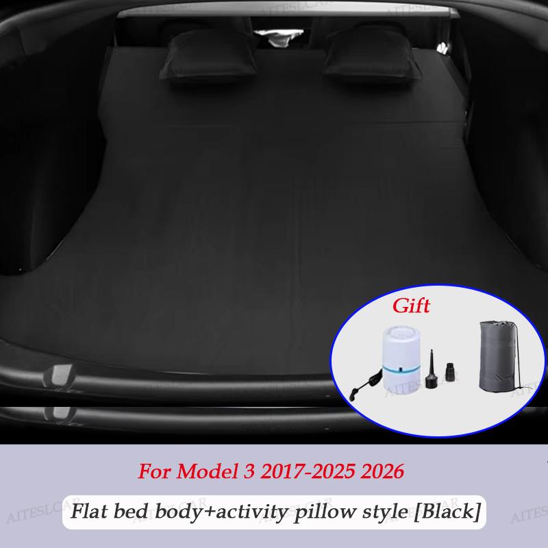 AABLU1 Für Tesla Model 3 Model Y 2017-2025 Aufblasbare Luftmatratze Outdoor Camping Aufblasbar Spezielles Wildleder Stoff Auto Reisebett