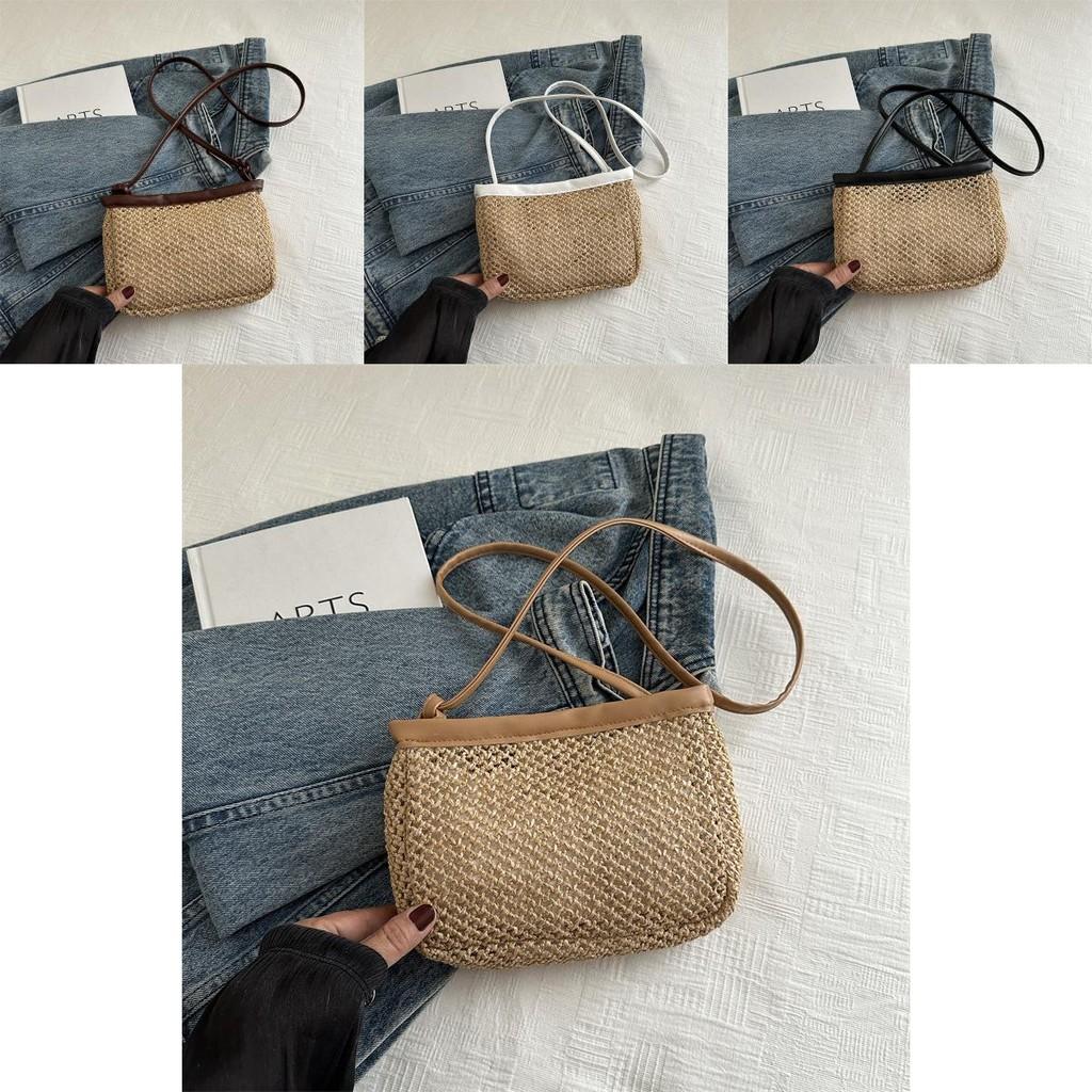 Stylish Woven Crossbody Bag For Women In Black Coffee White And Khaki Colors For Trendy Casual Looks