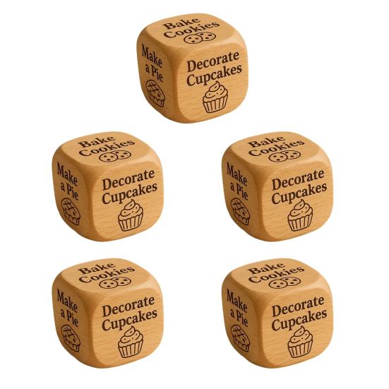 1/2/3/5/6/8Pcs Wooden Quilter Dice with 6 Engraved Quilting Tasks Solid Wood Quilting Embroidery Knitting Projects Baking Drinking Decision Dice Tools