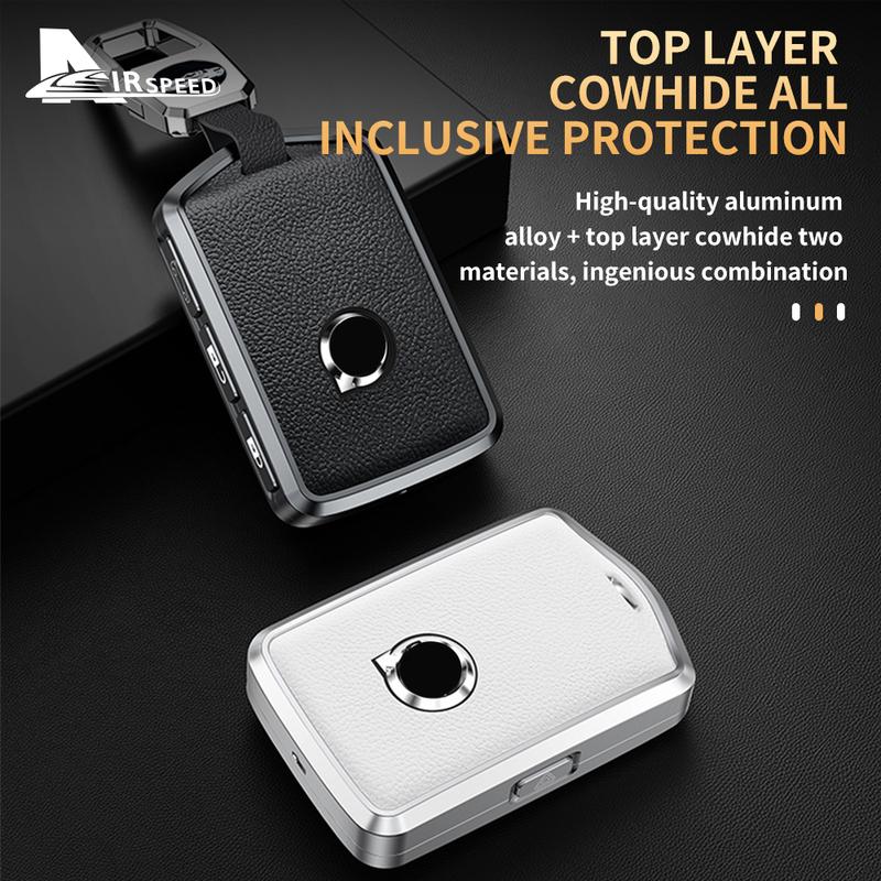 Metal Leather Car Remote Key Case Cover Shell For Volvo XC60 XC40 XC90 S90 V60 S60 V90 2010- Holder Protector Fob Keychain