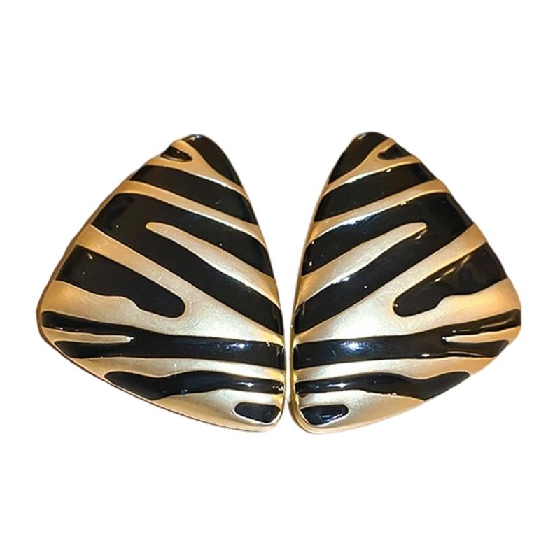 Stylish Zebras Stripe Studs Earrings Lightweight Metal Jewelry Handmade Ear Accessories For Everyday Outfits