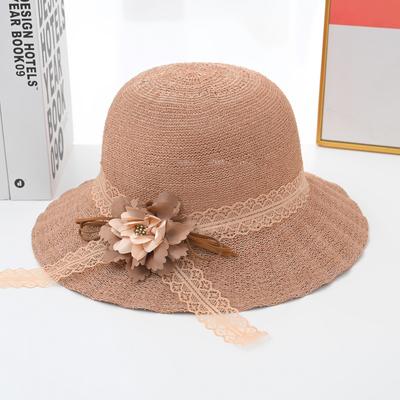 Summer Beach Sun Protection Straw Hat UV Protection Sun Hat Women's Sun Hat Flower Small Eaf Fisherman Hat Women