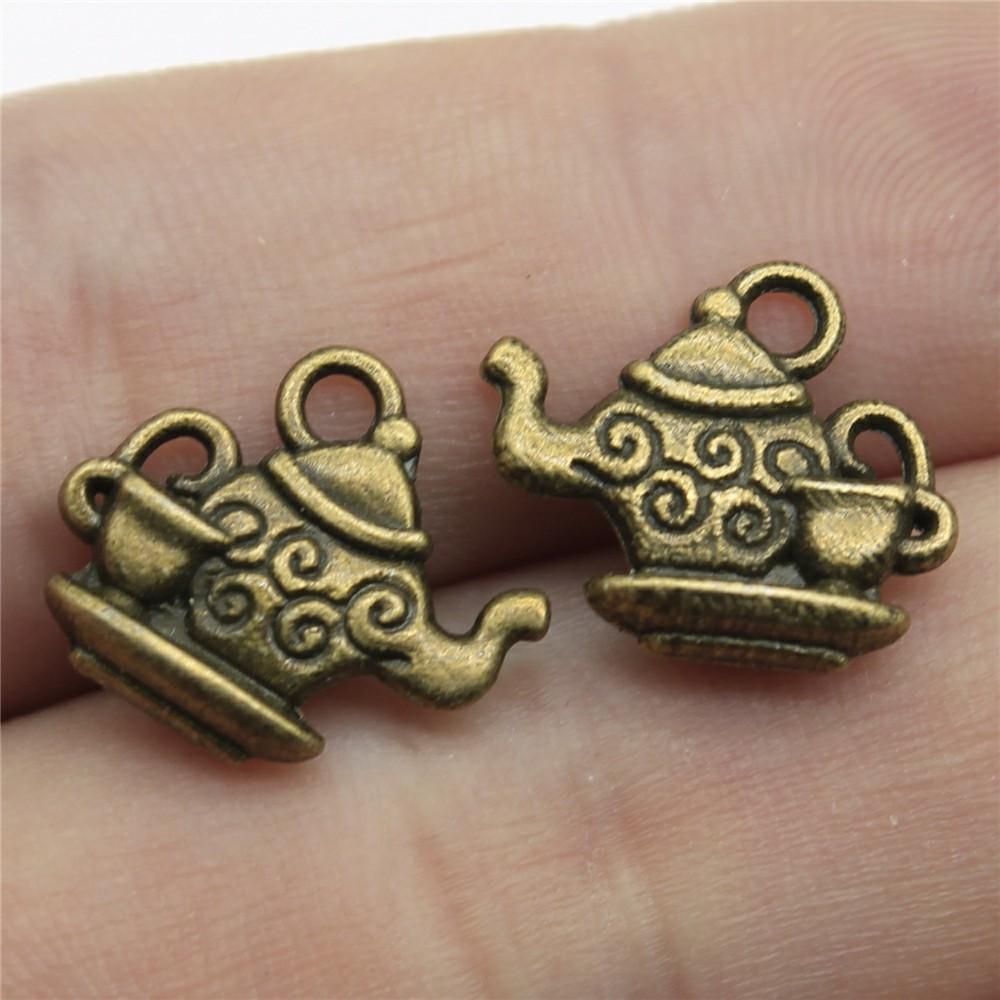 

10pcs Kettle Teapot Coffee Pot Charms Antique Silver Color Pendants DIY Crafts Making Findings Handmade Tibetan Jewelry