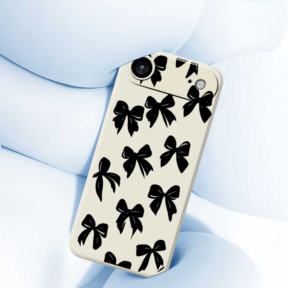 For iPhone 17 Air Case Black Bow Pattern Printing Straight Edge TPU Phone Back Cover