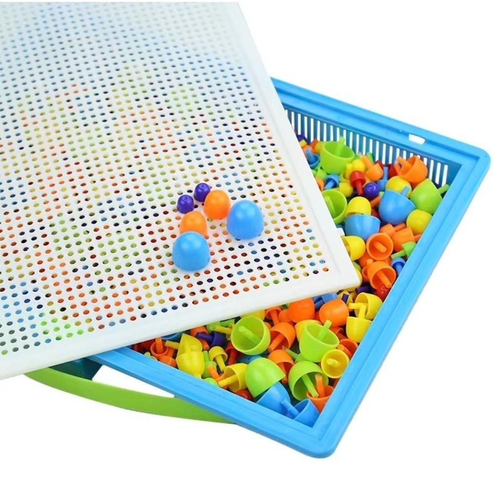 Colorful Mushroom Nail Puzzle DIY Pegboard Set Montessori Mushroom Nail Building Blocks  Kids
