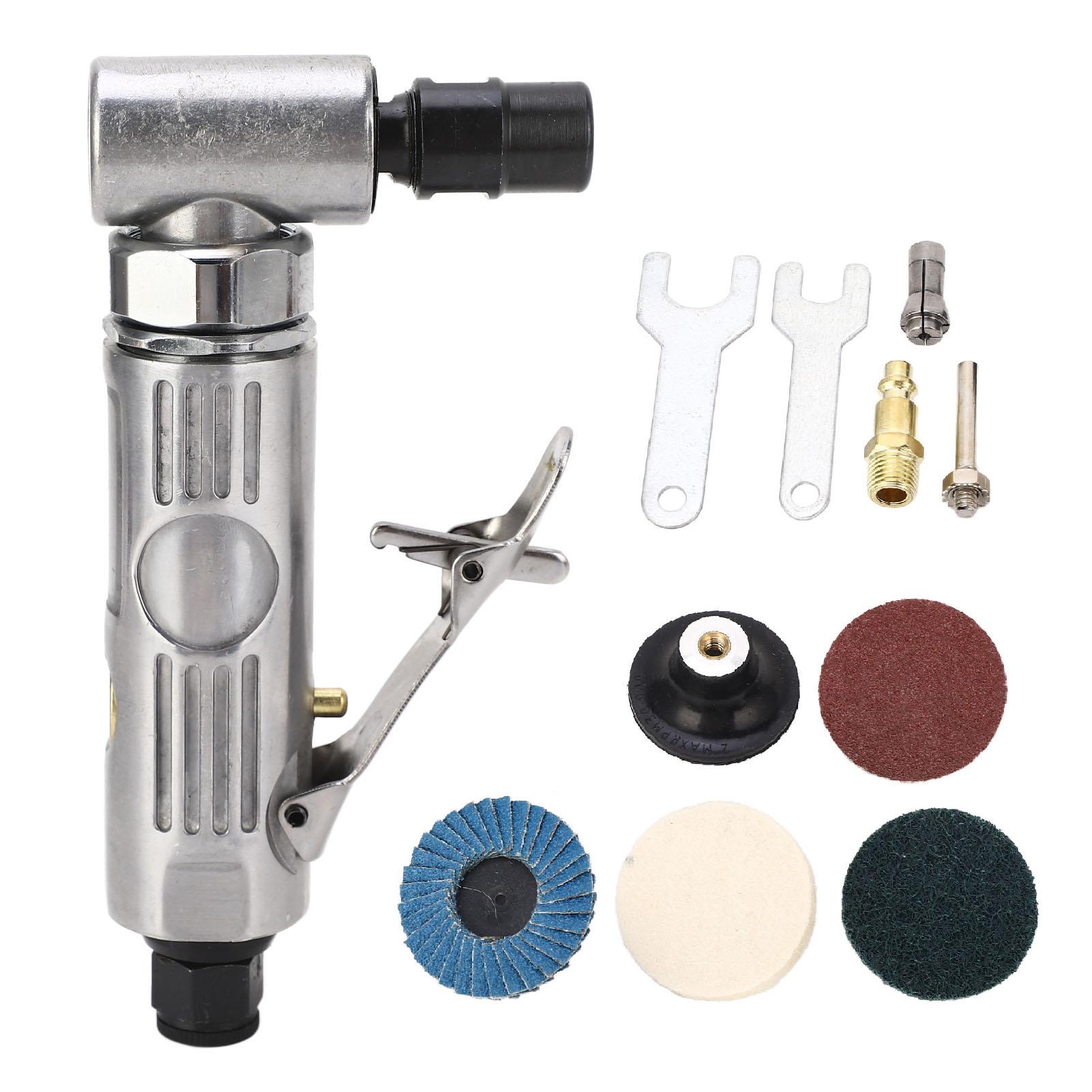 

Pneumatic Grinding Set Right Angle Air Die Grinder 0.3HP Motor 1/4 1/8 Chuck Adjustable Speed