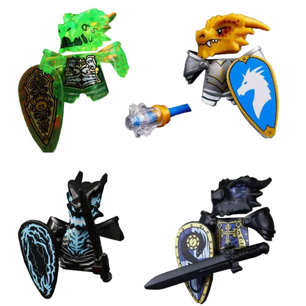 MOC Building Blocks Medieval Character Accessories Warhorses Militiamen Dragons Castles Knights Brick Gifts Toy Helmets Shields