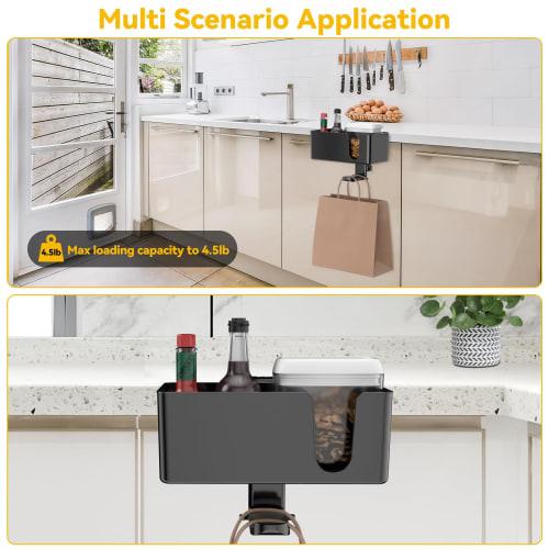 KDD 4-in-1 Desk Organizer - Headphone Stand with Drink Holder - Under-Desk Headphone Hook with Two Wire Holes - Rotating Headphone Hanger and Removabl