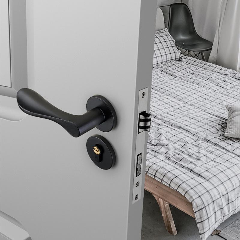 Univerzální magnetický černý vnitřní zámek kliky dveří pro dřevěné dveře ložnice