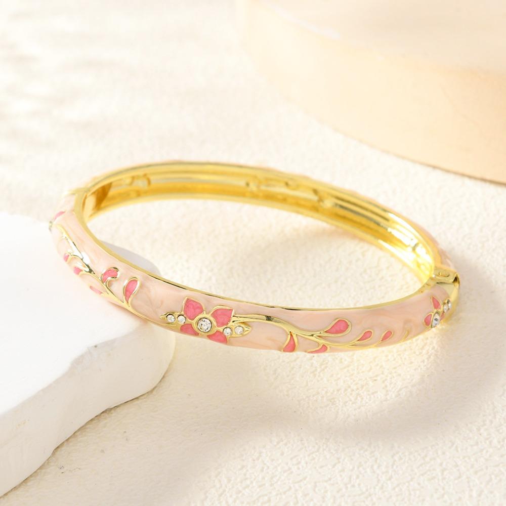 Rhinestone Flower Jewelry Flower Design Enamel Bracelet Jewelry Cloisonné Bracelet  For Girls