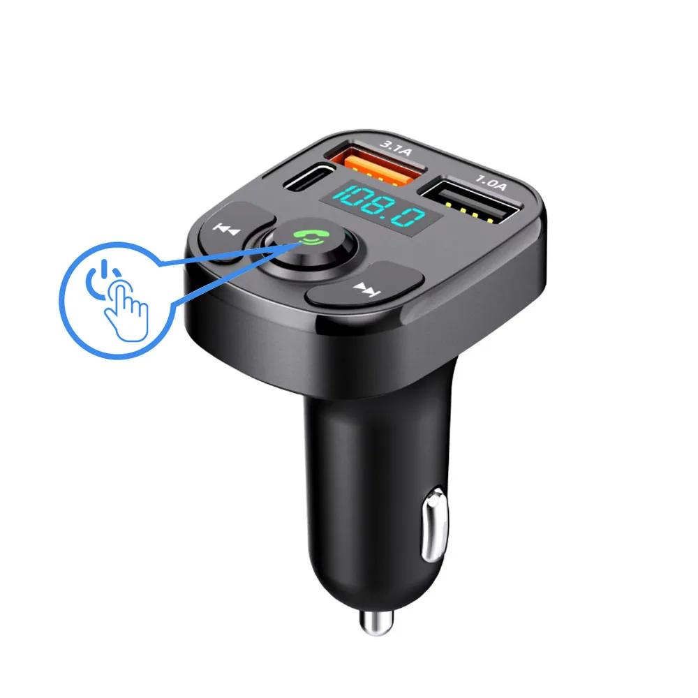 Car Bluetooth Mp3 Player Dual USB Port Phone Charger FM Transmitter Wireless Audio Receiver Hands-Free Kit with U-Disk Aux Input
