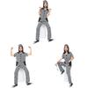 Striped Prisoner Cosplay Costume Jumpsuit For Halloween Stage Party Performance
