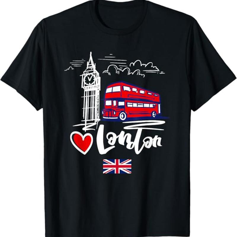 I Love London Travel T Shirt Black S to 5XL S разноцветный