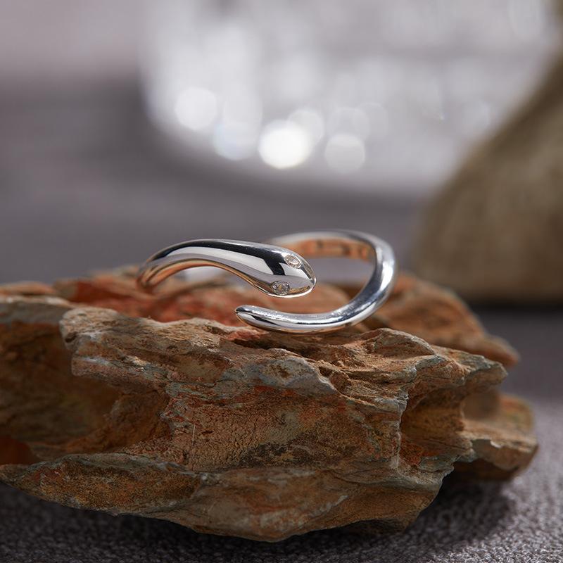 Original Design Niche S925 Sterling Silver Snake Ring 18K Non-Fading Index Finger Ring High-End Jewelry