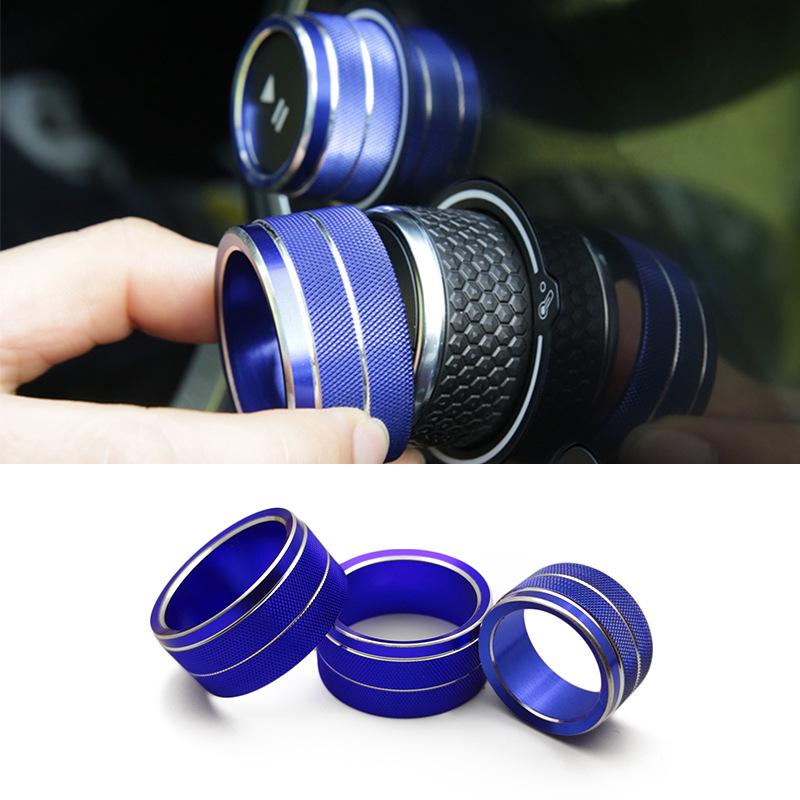 

Lynk&Co Air Conditioning Decorative Aluminum Knob Ring - Innovative Center Console Accessory Blue [Set of 3]
