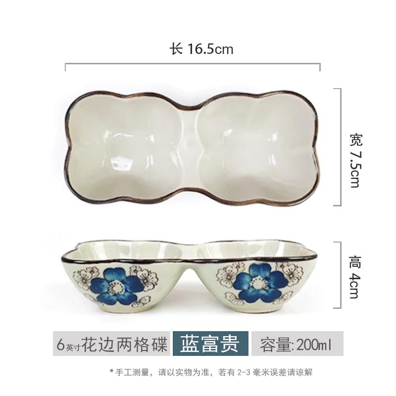 Japoński styl Talerz działowy, Ceramiczny domowy talerz do sałatek owocowych z wieloma kratkami, Talerz jadalny do szybkiej utraty wagi, 1 szt.