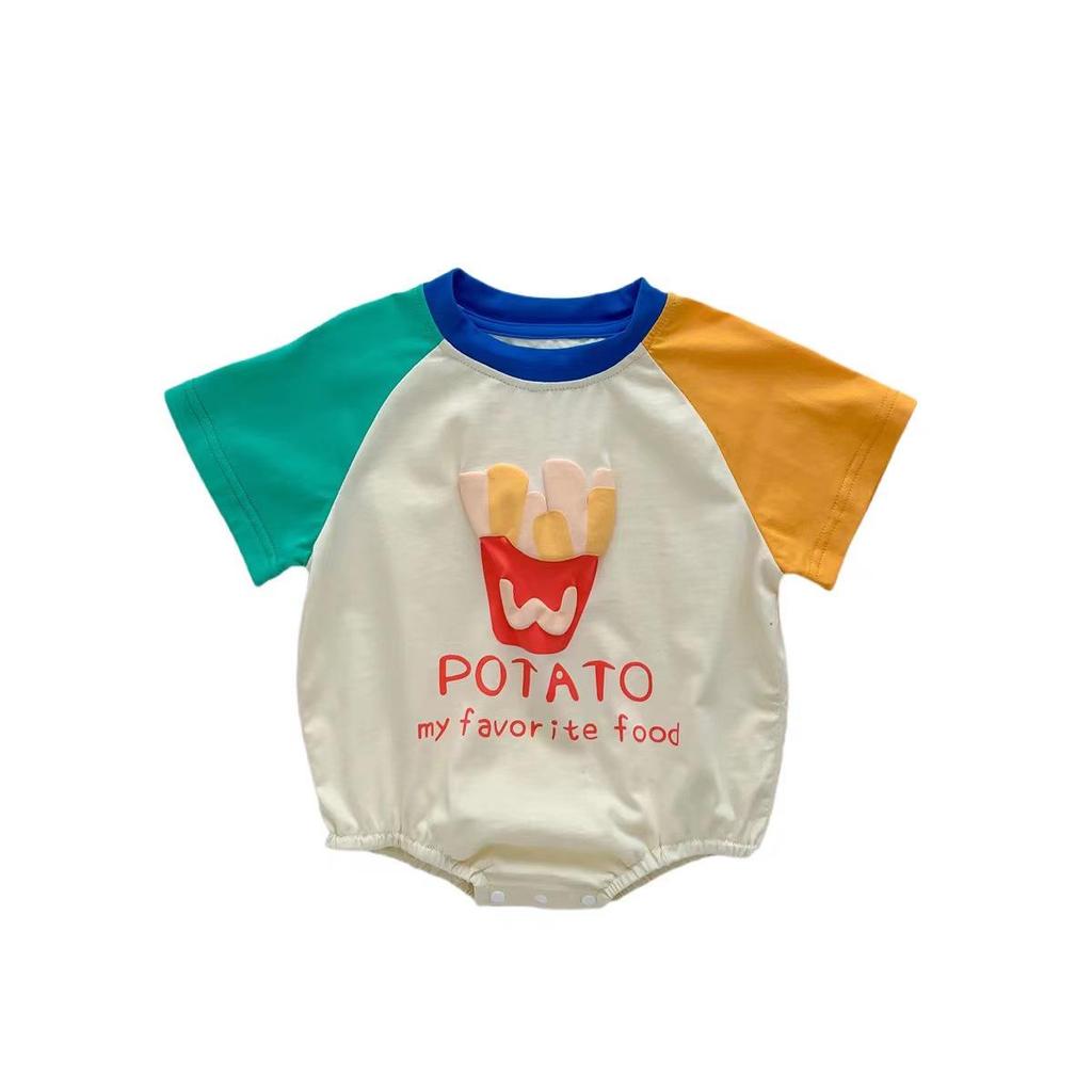 Unisex Newborn Short Sleeve Summer Romper - Lightweight Triangle Bodysuit for Outings and Crawling