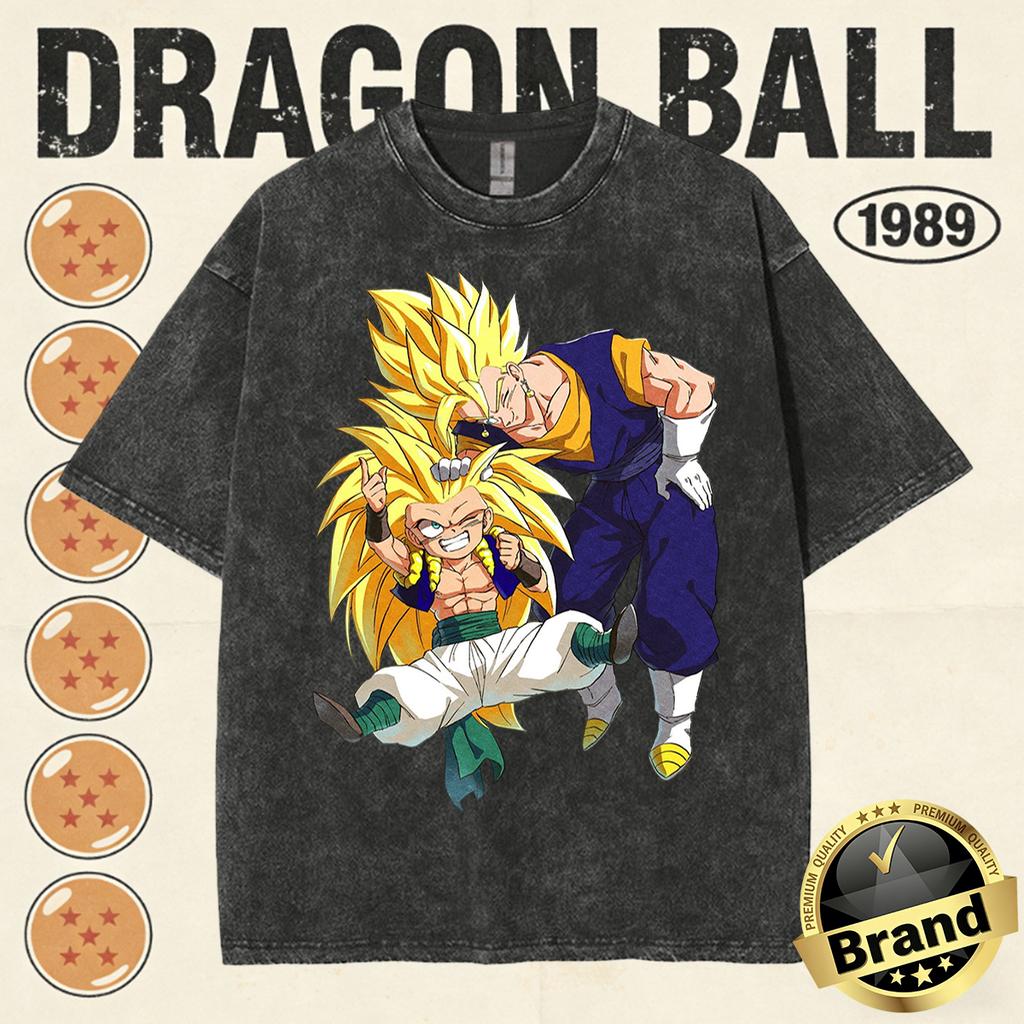 Summer Dragon Ball Family Matching Vintage Tee Men Washed High Quality Nostalgic Print Heavyweight Retro Tops