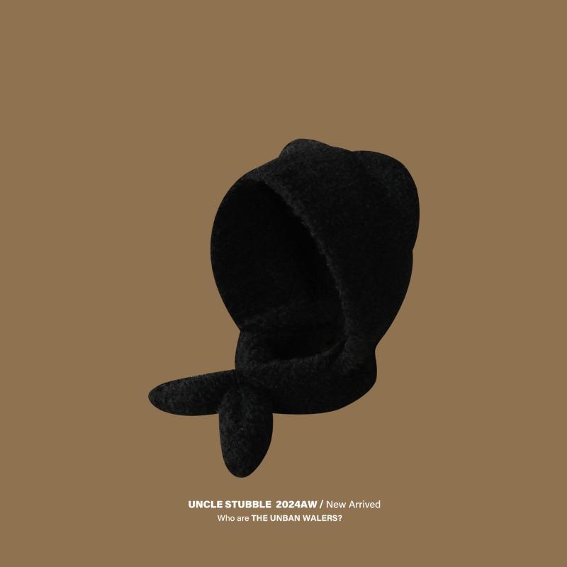 

Милая шапка-медвежонок для девочек, осенне-зимняя шапка, шарф, интегрированный теплый шарф, шапка с защитой ушей, вязаная зимняя Average size (55-59cm) чёрный