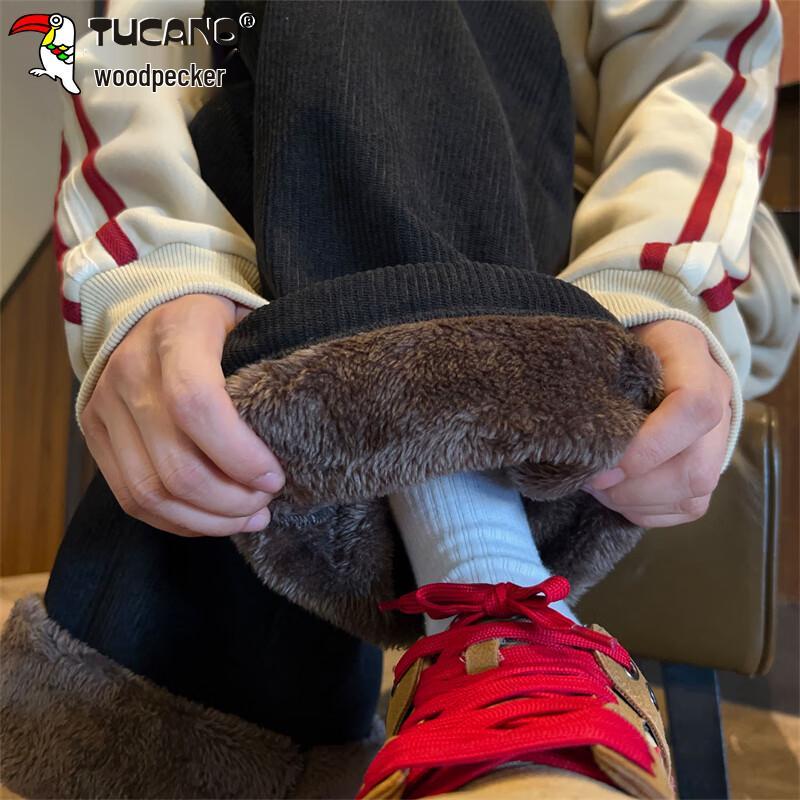 

TUCANO Men s Winter Plush Lined Loose Straight Casual Sports Pants