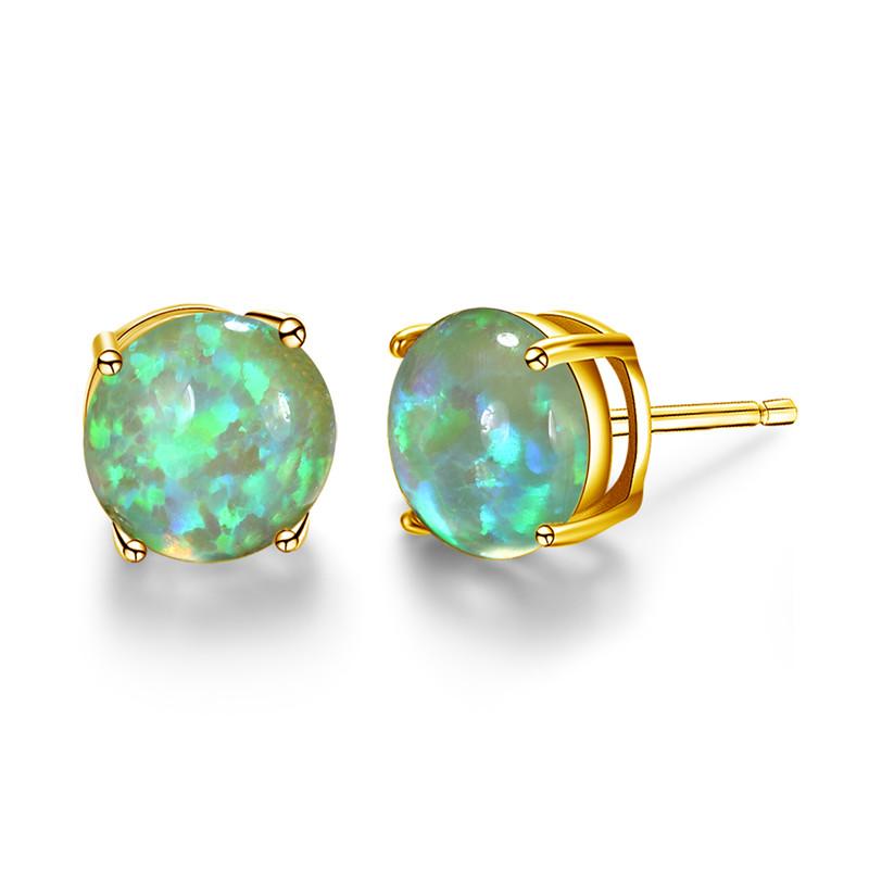 

Милі Жіночі Круглі Опалові Прикраси Розкішні Золотого Кольору Весільні Вінтажні Сині Білі Зелені Маленькі Пусети Для Жінок зелений