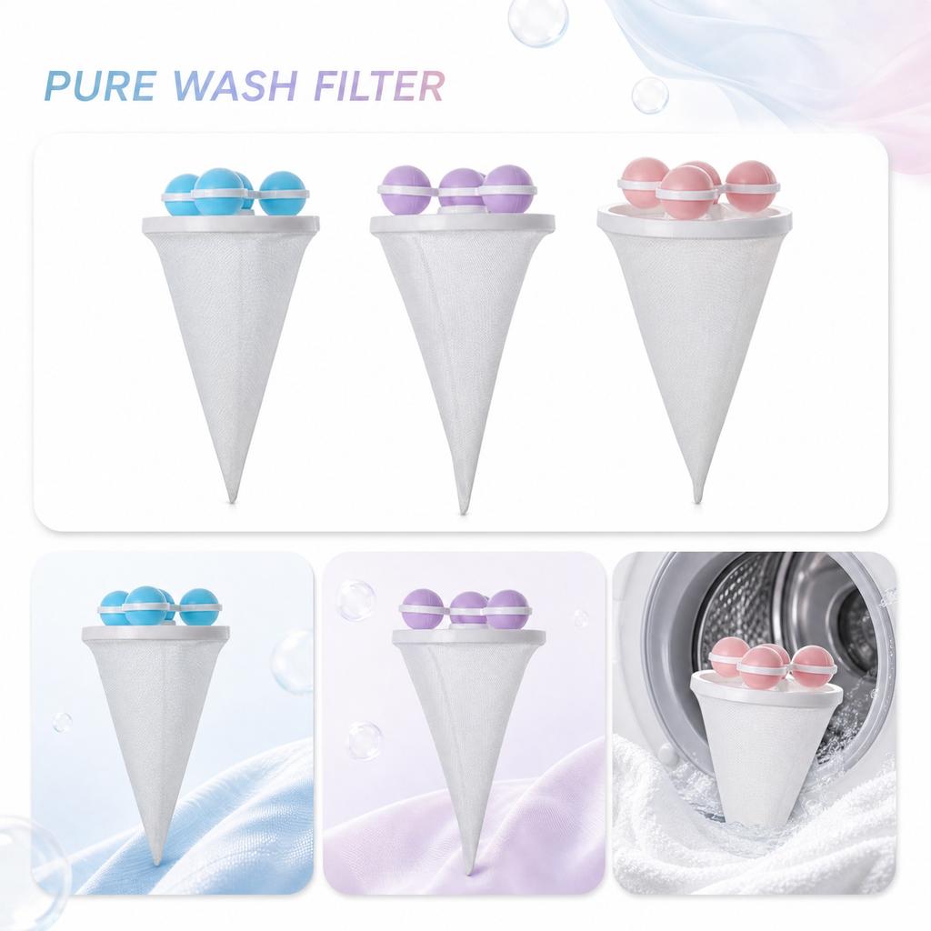 Washing Machine Lint Filter Net Floating Hair Remover Reusable Mesh Bag for Removing Debris and Pet Hair