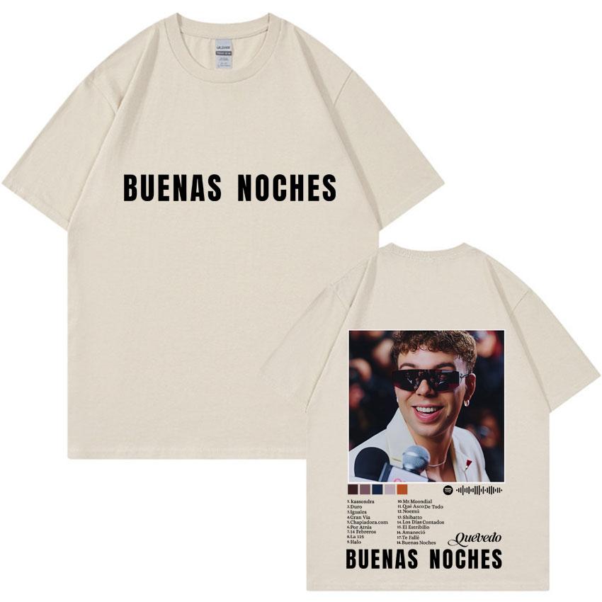 Singer Quevedo Buenas Noches Album Print Tshirt Unisexs Unisex Harajuku Casual Oversized Tee Gothic Short Sleeve Tops